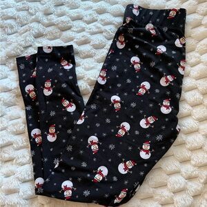 Black Snowman Print Leggings